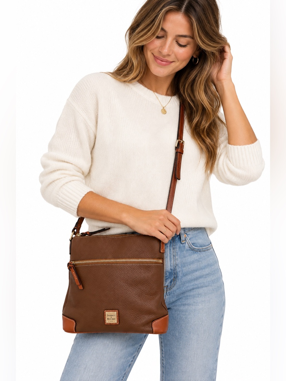 Dooney & Bourke Brown Pebbled Leather Crossbody Bag